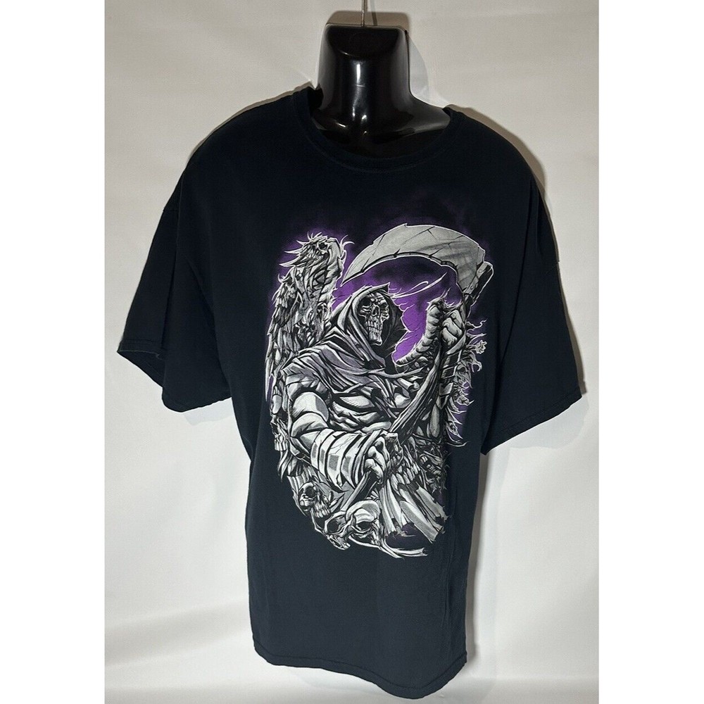 VTG Grim Reaper T Shirt Mens 3XL Graphic Gildan Heavy cotton Grunge Gothic Metal